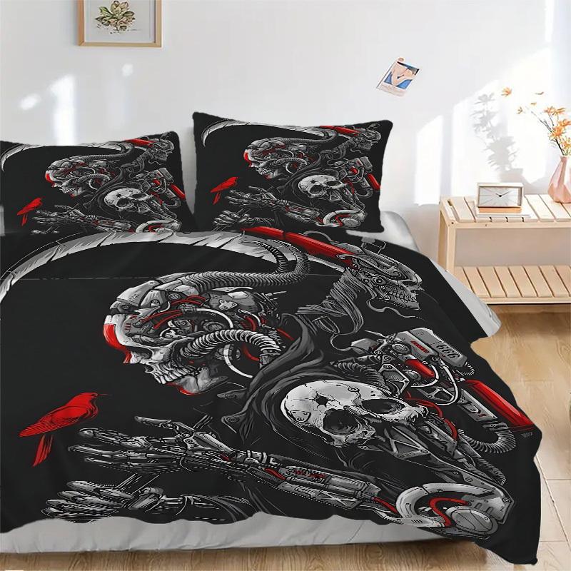 3pcs Bedding Set Cyberpunk Death Includes 1 Comforter + 2 Pillowcases, Without Pillow Inserts, Soft Comfortable, Lightweight Breathable, Pri