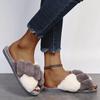 High Fashion Mix Color Fur Slippers Women Autumn Winter 2025 Soft Sole Long Plush Indoor Outdoor Slides Shoes Women Fluffy Cozy
