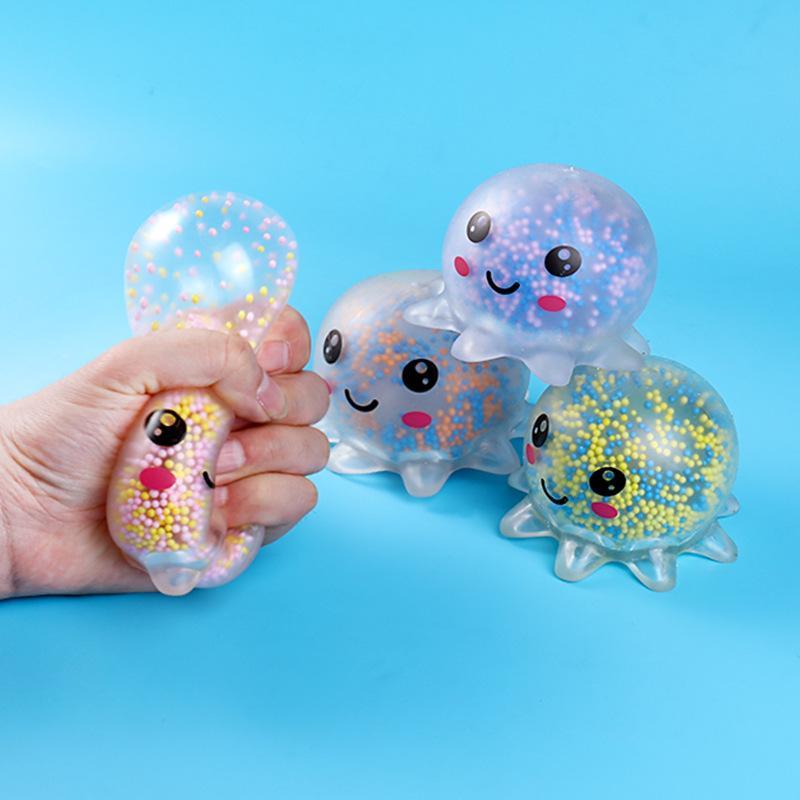 Octopus Squeeze Toy Luminous Soft Squeeze Stress Relief Fidget Toy Cute Cartoon Bead Filled For Kids Adults Party Gift