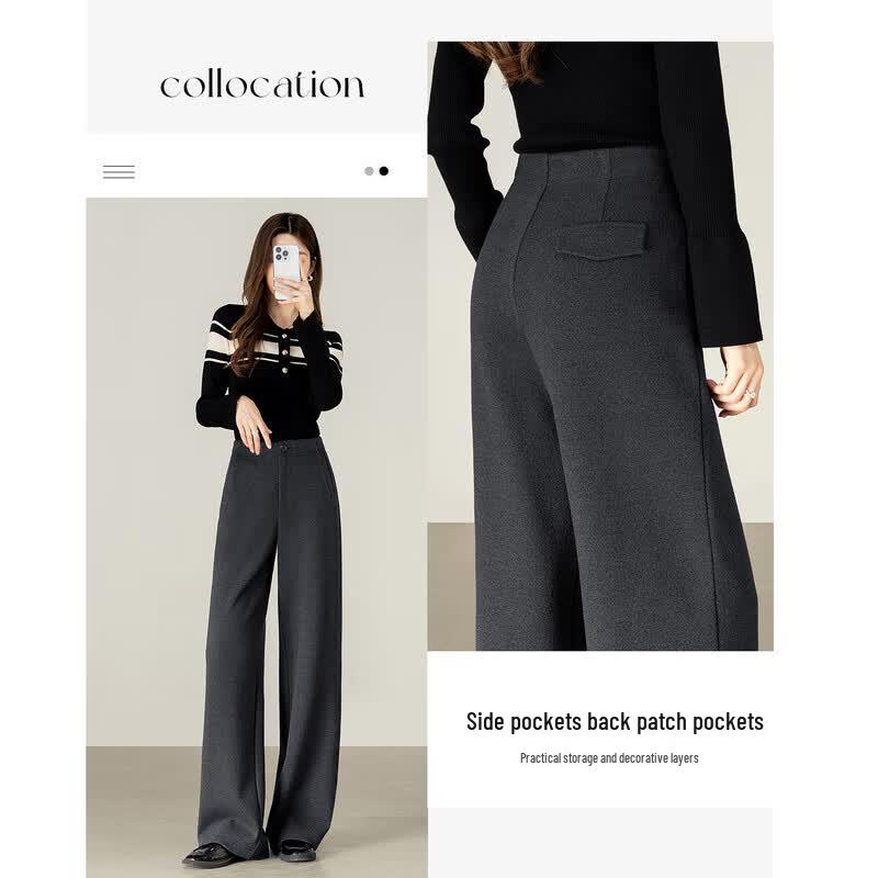 Women's Silk & Wool Blend High-Waisted Straight-Leg Pants