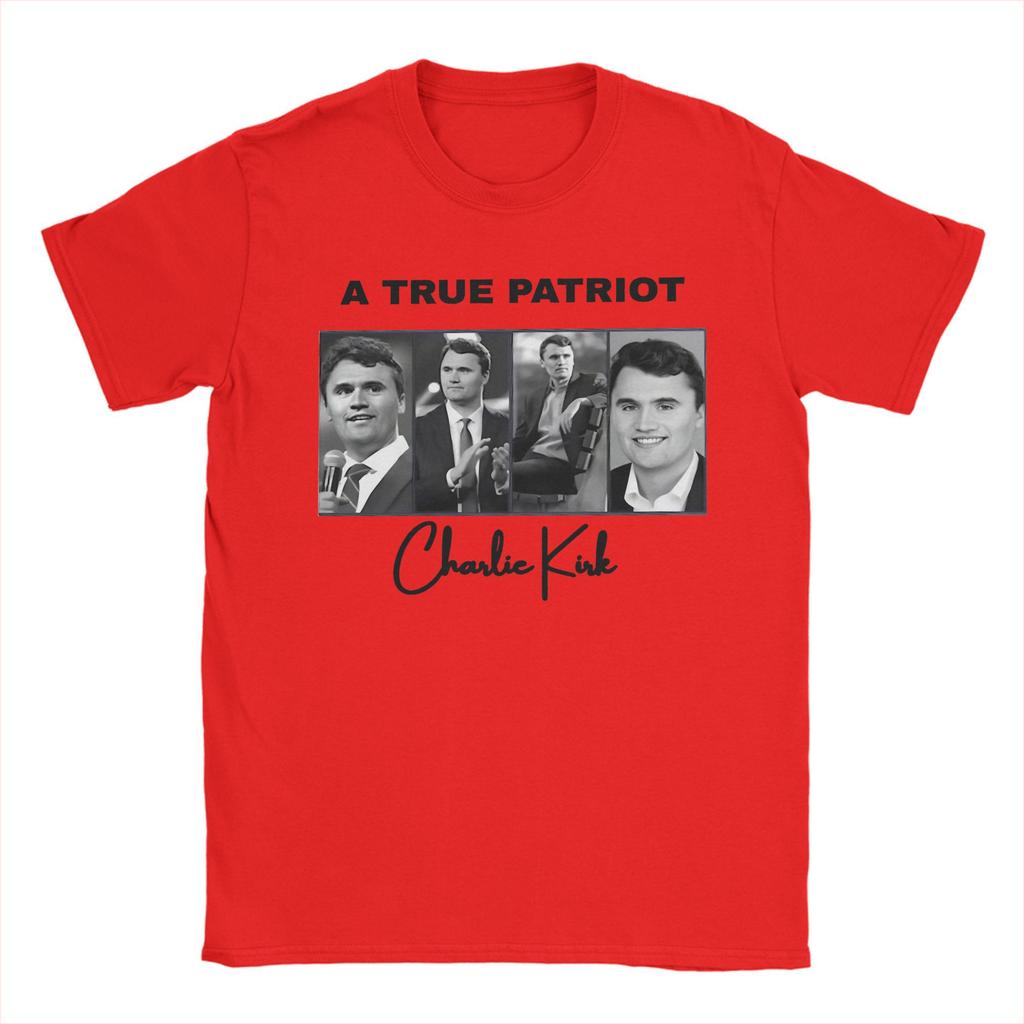 A True Patriot Charlie Kirk T-Shirt for Men Funny Pure Cotton Tee Shirt Crew Neck Short Sleeve T Shirt Plus Size Clothing