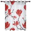 Flowers Bloom Turquoise Plants Roses Window Curtain For Living Room Bedroom Luxury Home Kitchen Decor Items Curtains