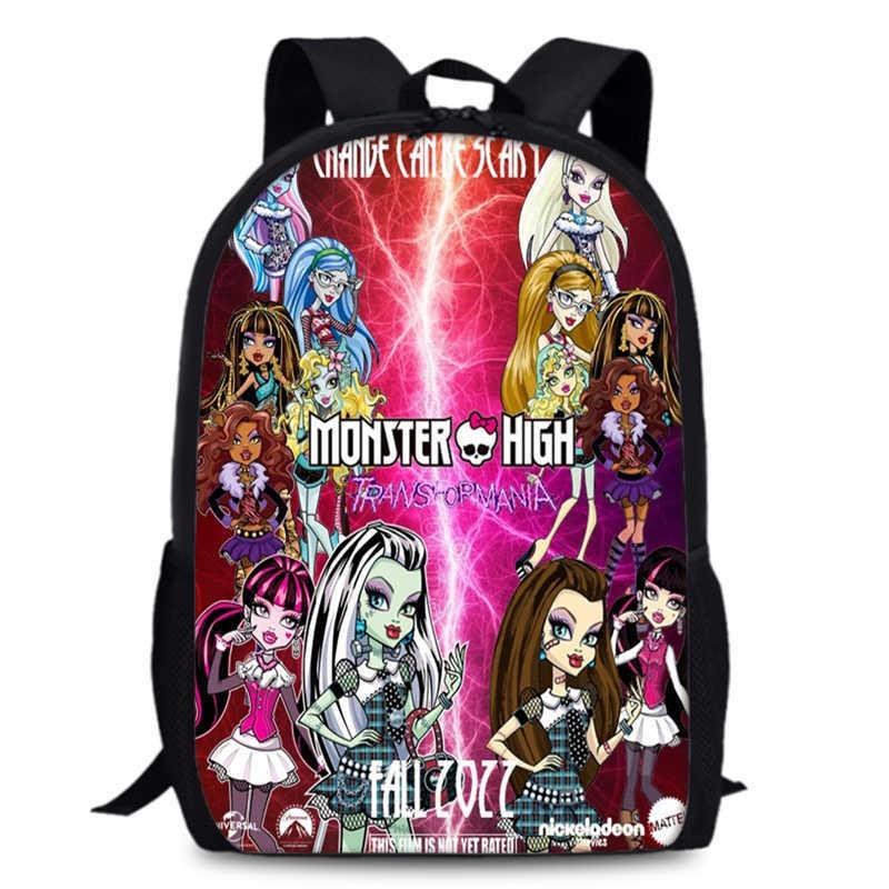 Monster High Unisex 15in Backpack Ergonomic Support Oxford Fabric Schoolbag
