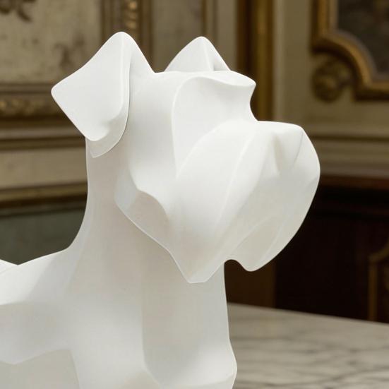 Dog Ornament 3D Printed Schnauzer Geometric Miniature Dog Figurine Living Room Dog Sculpture Home Decor