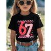 Heart 67 Shining Digit Print Childrens TShirt Cute Casual Girls Boys Short Sleeve Shirts Tops Summer Fashion Kids Clothes Tees