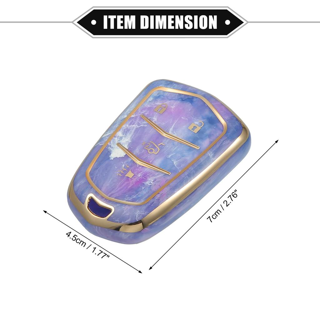 A ABSOPRO Key Fob Cover for Cadillac Compatible with Escalade ATS CTS 4 Buttons