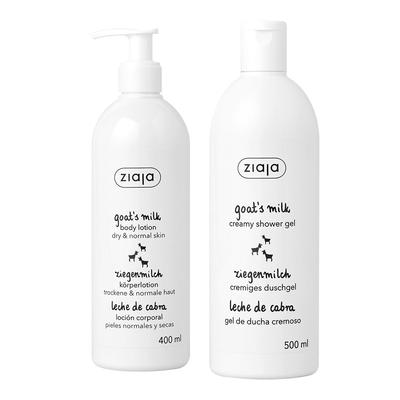 Giaja Goat Milk Body Lotion 400ml + Goat Milk Body Wash 500ml, 1 Set, 900ml
