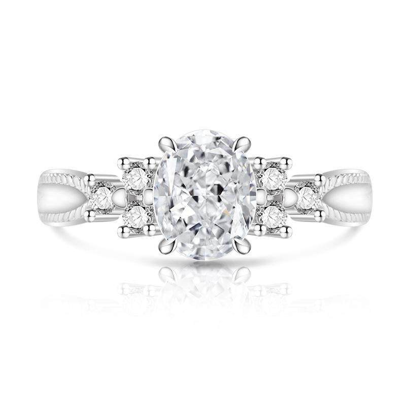 Sale 925 Sterling Silver Gold Plated Ice Cut Pigeon Egg Color Gem Ring High Carbon Diamond