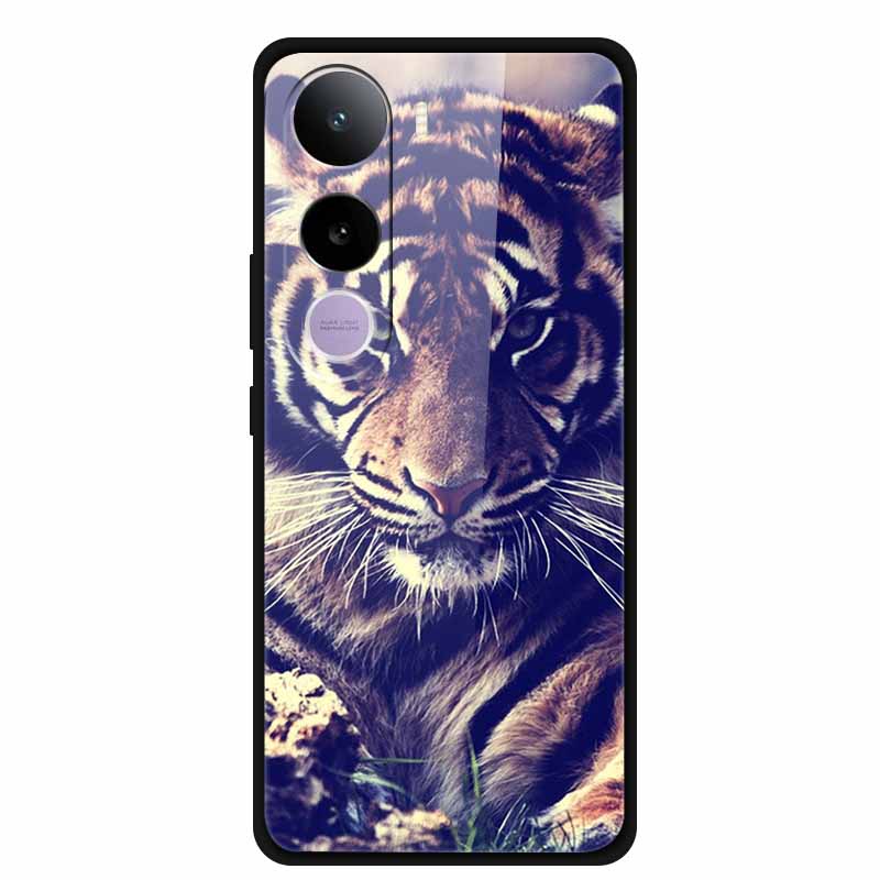For Vivo Y400 5G Case Y 400 6.67" Animal Wolf Lion Tempered Glass Hard Back Cover For Vivo Y400 2025 Phone Cases Soft Bumper Bag