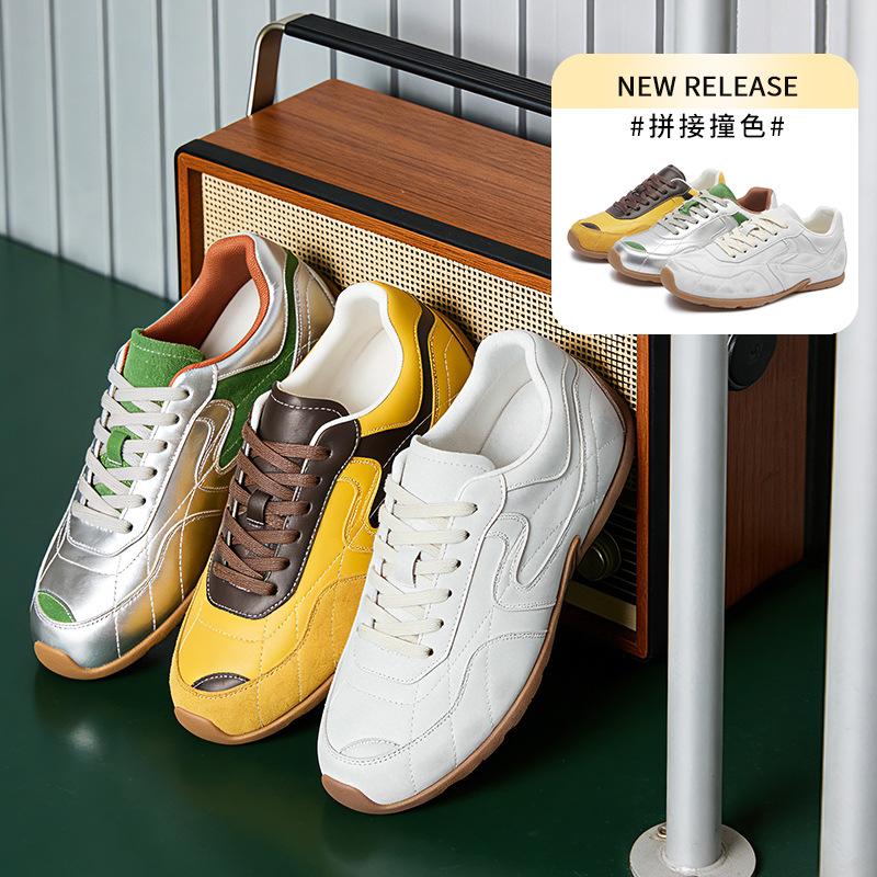 New Leather German Training Shoes Spring Flat-soled Sports Shoes Women's Casual Versatile Shoes Children's Retro Forrest Gump Shoes