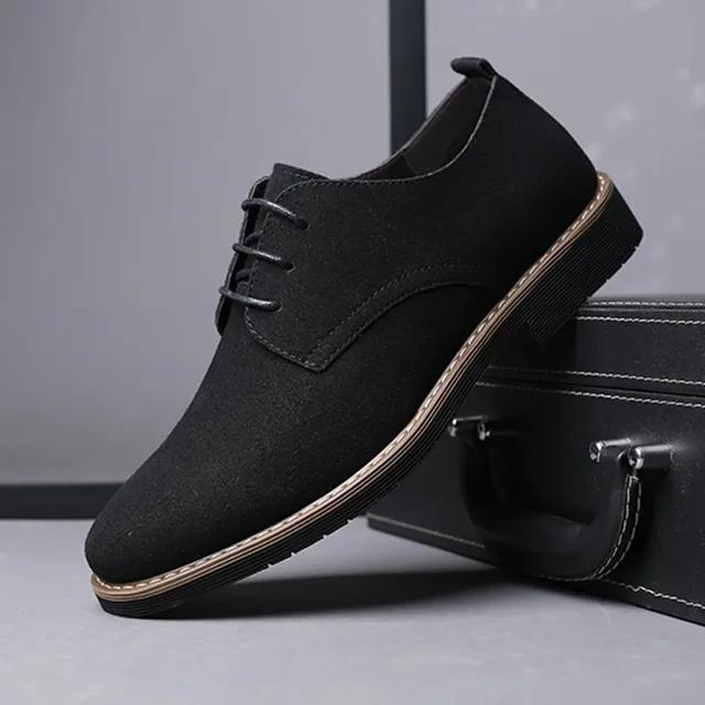 Men Casual Shoes Lace Up Oxfords Business Formal Dress Leather Shoes Derby Shoe Black Platform Sneakers