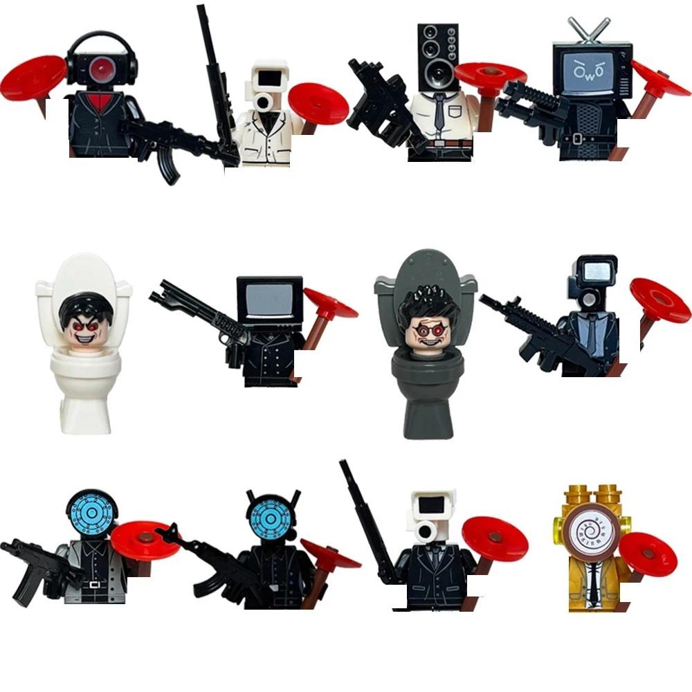 12pcs Mini Skibidi Toilet Figure Anime Toys TvMan Cameraman Speakerman Bricks Assembling Model Toy For Kid Gifts
