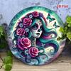 8x8 Inch 2D Flat Sugar Skull Skeleton Wreath Floral Dia De Los Muertos Wall Hanging Outdoor Decor