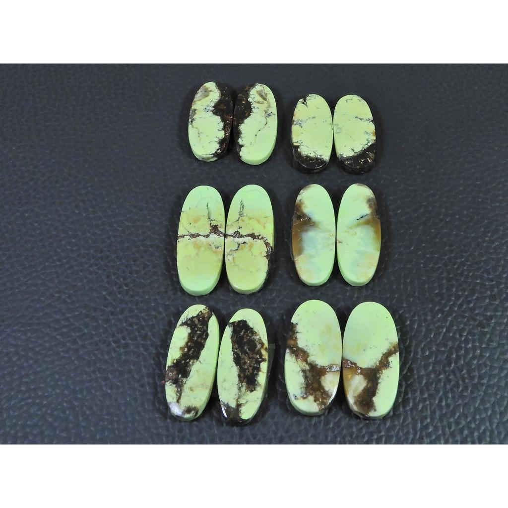 140Cts. Natural Lemon Chrysoprase Oval Cabachon Loose Gemstone 06 Pcs Lot C-2586