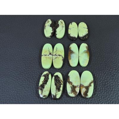 140Cts. Natural Lemon Chrysoprase Oval Cabachon Loose Gemstone 06 Pcs Lot C-2586