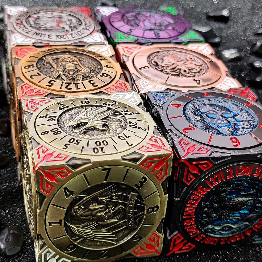 7-IN-1 Six Sided Rotating DND Dice Dungeon And Dragon Table Role Play Game Dice D4 D6 D8 D12 D20 D10/% Polyhedral Wheel Dice