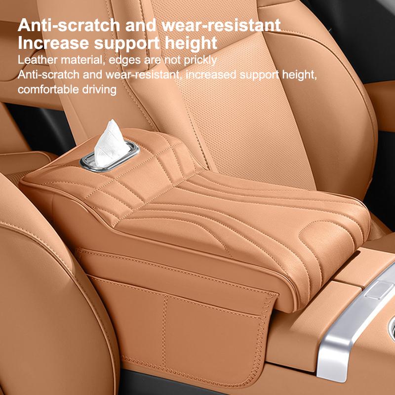 Car Center Console Armrest Cushion Thicken Arm Rest Box Pad Side Extension Cushion With Tissue Box
