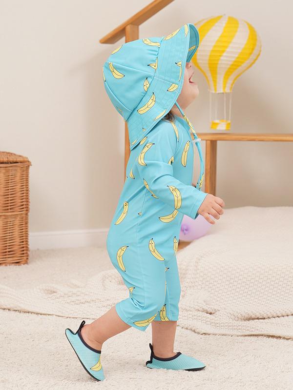 Kids' Cute Quick-Dry One-Piece Swimsuit: Long Sleeve, Sun Protection for Boys, Girls, Infants & Toddlers
