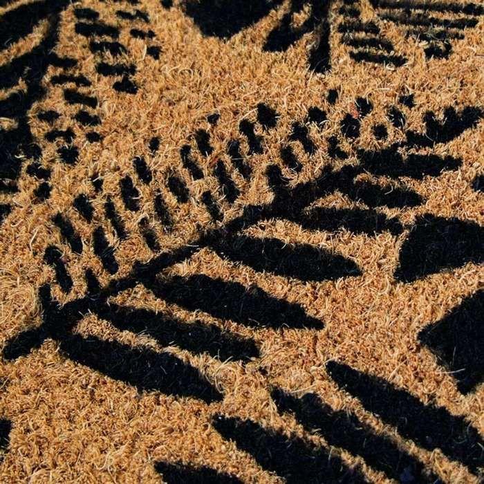 Coconut Fiber Doormat Natural Black Fern Pattern 60x40