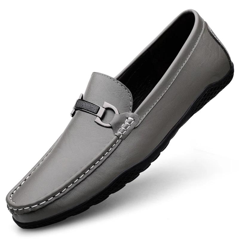 New Genuine Leather Men's Loafers Slip On Driving Shoes for Men Luxury Brand Casual Shoes Moccasin Male Walking Shoes