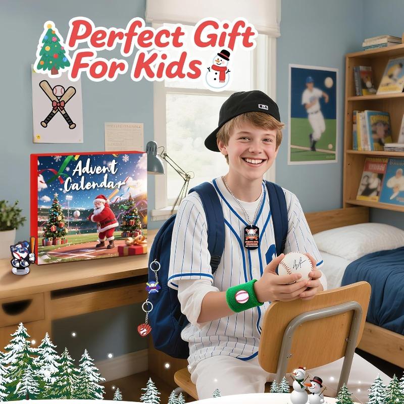 Advent Calendar 2025 Sport for Teen Boys Girls Teenagers Baseball Football Christmas Countdown Gifts Accessories and Decorations Stocking Stuffers
