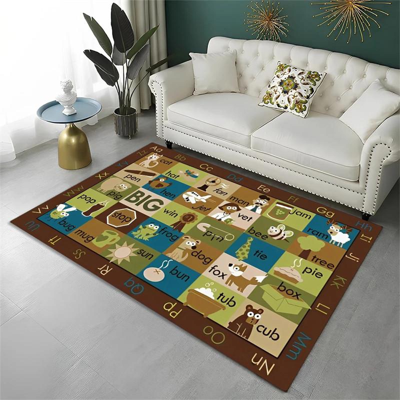 Cartoon Alphabet Animal Carpet For Early Education Classroom Playroom Decor Children Crawling Area Rug Non-slip Bath Floor Mat