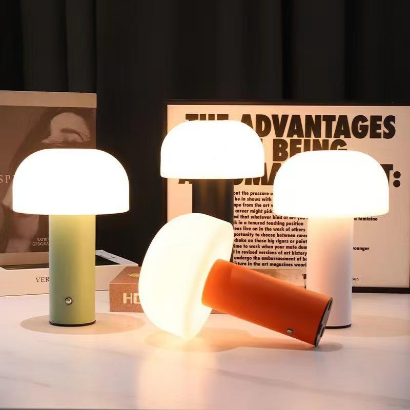 Rechargeable LED Touch Mushroom Lamp for Bedroom, Bedside, Outdoor Camping, and Courtyard Ambience