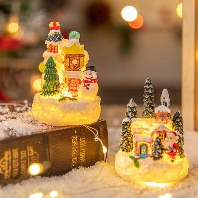 Christmas LED Light Ornaments Santa Castle Snow House Luminous Crafts 2026 New Year Kid Gift Xmas Party Home Decor