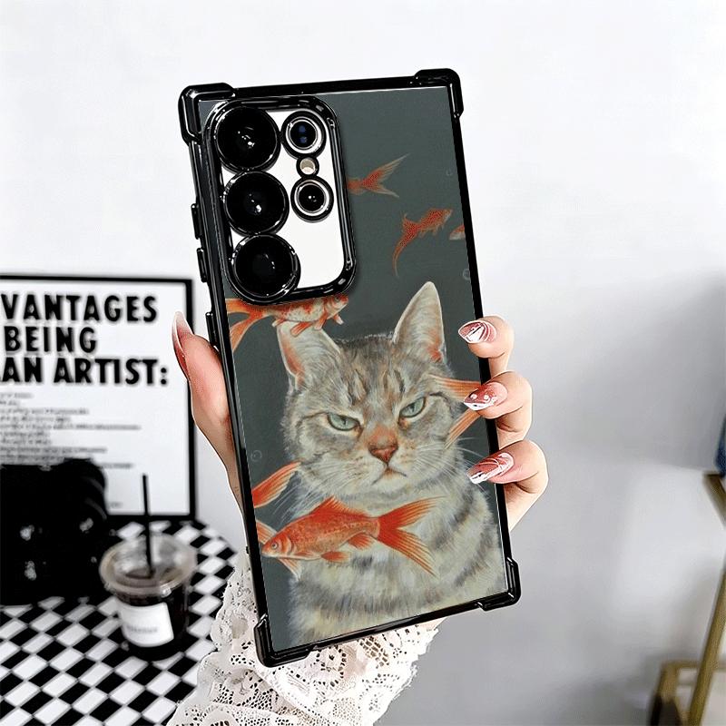 Funny Cats Fashion Style Plating Phone Case For Samsung Galaxy S24 S25 FE S26 Edge S23 Ultra S22 S21 Plus S20 Anti-Fall Airabag