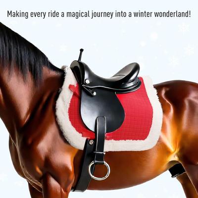 Yousheng 1/4/7 Stück Pferd Weihnachtskostüme Roter Weihnachtsmannhut Pferdesattelunterlage Beinwickel Dekoration Zubehör Weihnachten Winter Feiertag Partyzubehör