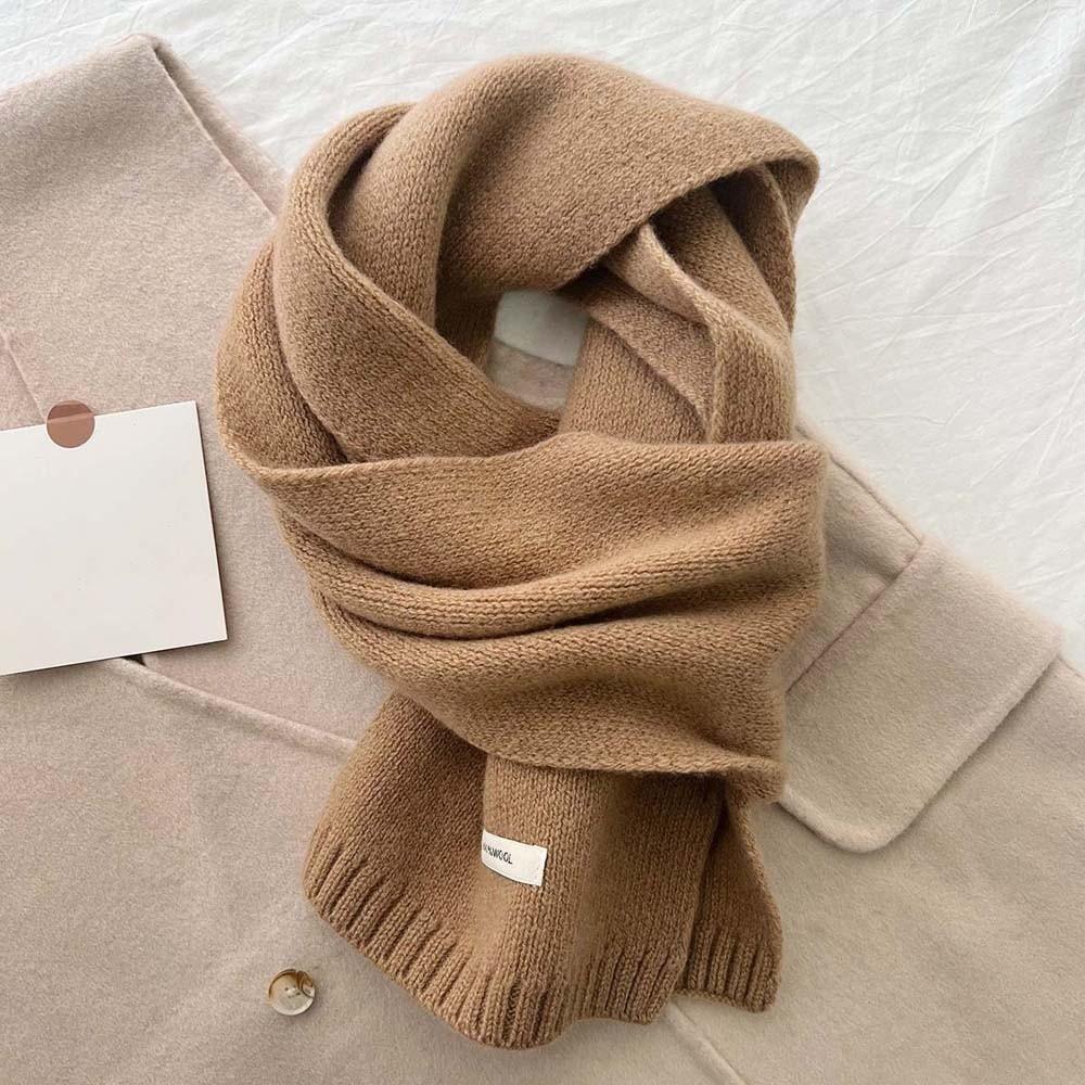 Cold-proof Knitting Wool Scarf Solid Color Winter Warmer Scarf Long Thickened Neckscarf  Winter