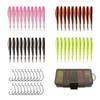 61Pcs Ribbon Fork Tail Fishes Baits Freshwater Saltwater Soft Lures Swimbaits