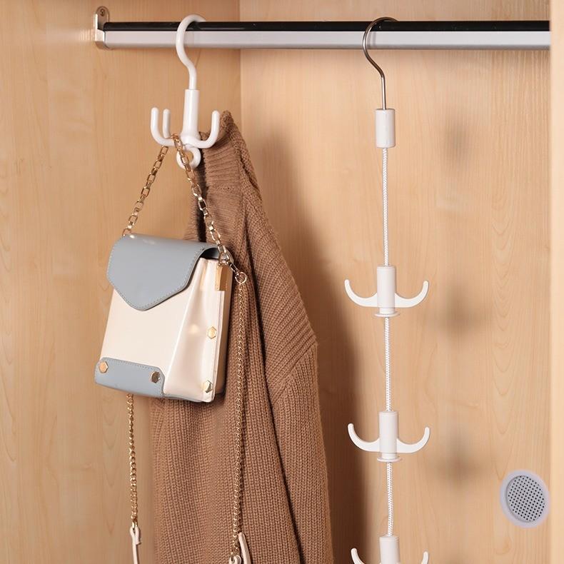 Plastic Multiarm Closet Hook With Rotating Fourclaw Design For Home Organization