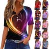 Damen T-Shirt Tee Print Knopf Kurzarm Täglich Wochenende Mode Basic V-Ausschnitt Regulär Oberteil Valentinstag