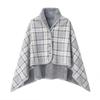 Soft Blanket Wearable Shawl Throw Wrap Doublelayer Plaid Shawl Winter Lady Multifunction Scarf Tartan Warm Blankets for Winter