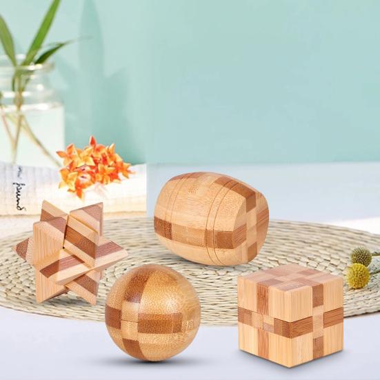 Creative Educational Sturdy Wooden Wear Resistant Brain Teaser Lock for Children