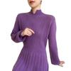 2025 Autumn/Winter Women's Cashmere Sweater Dress - Slit Neck, Lazy Style Wool Knit