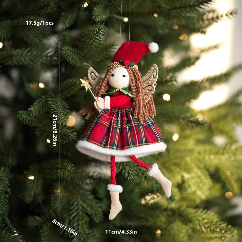 Sitting Elf Doll Angel Pendant Cute Little Girl Christmas Tree Ornaments Hanging Decorations Kids Children Day Gift