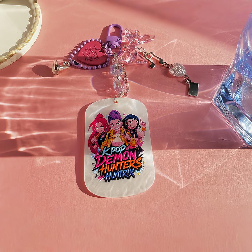 Pink Heart Bow KPOP Demon Hunter Girl Group Keychain Charm