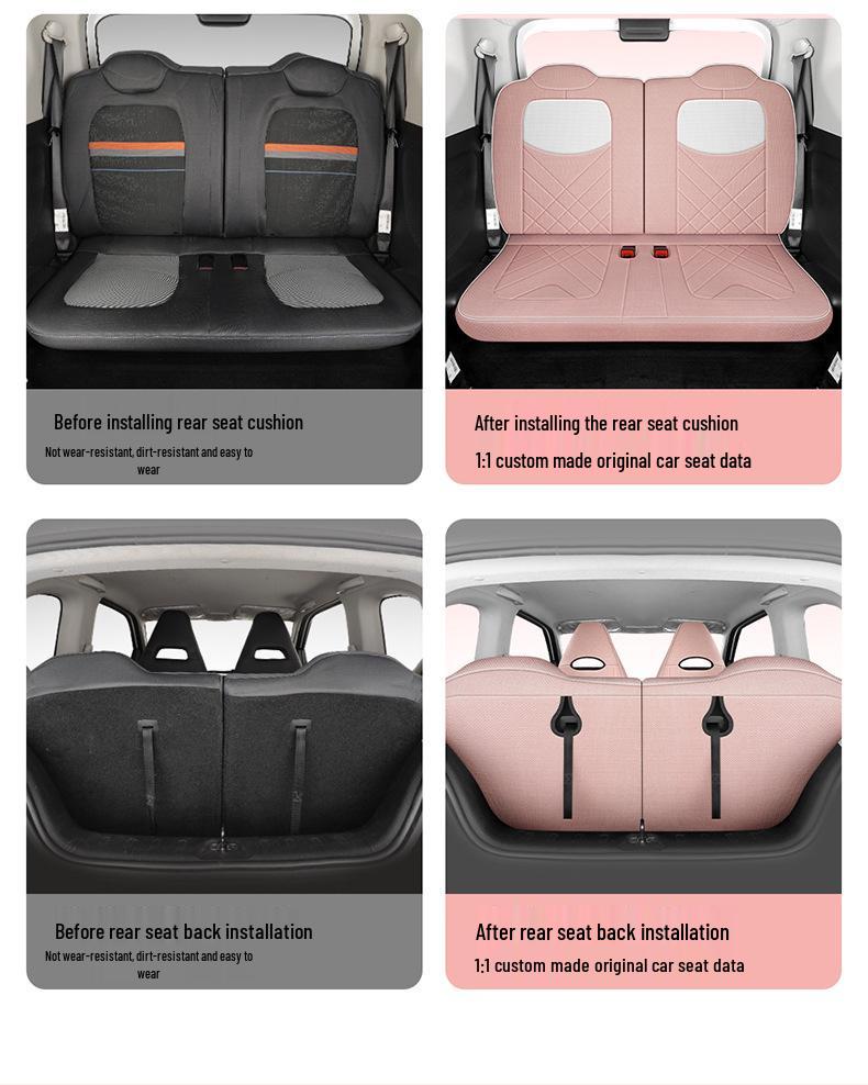 Full Coverage Cartoon Fabric Seat Cover for 2020-2022 Wuling Hongguang MINI 1st & 2nd Gen (4-Seater)