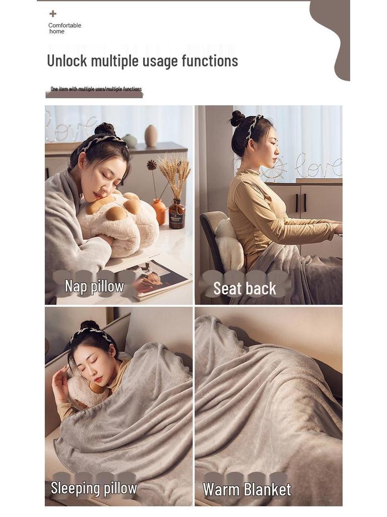 Polštářek a deka do auta s kočičími tlapkami: Dvojí použití pro zdřímnutí v kanceláři, na cestách a další