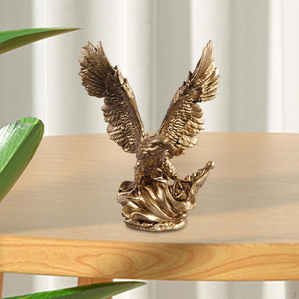 Animal Sculpture Eagle Statue Birthday Gift Collectible Ornament Resin Figurine for Office Cabinet
