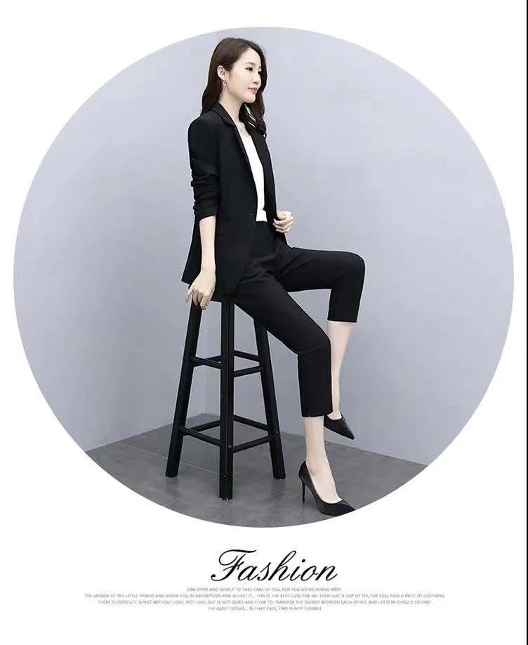 Plus Size Women's 2026 Korean Style Spring/Autumn Casual Suit Set: Fashionable, Professional, Loose Fit