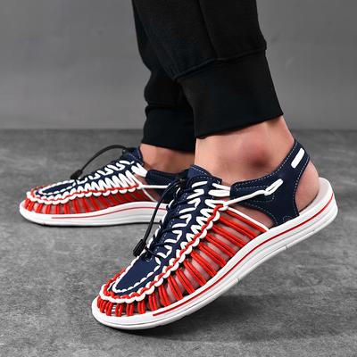 Sandales d'été pour hommes chaussures de plage à semelles souples pantoufles décontractées tissées pour hommes 39-47