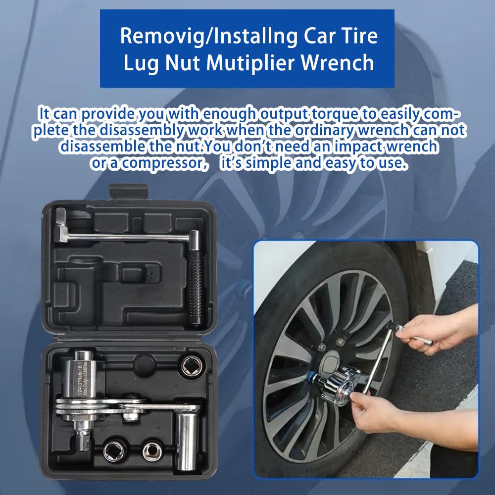 1Set 1/2" 17mm 19mm 21mm Torsional Torque Multiplier Wrench Lug Nut Remover Type Auto Tire Disassembly Repair Tool Kits