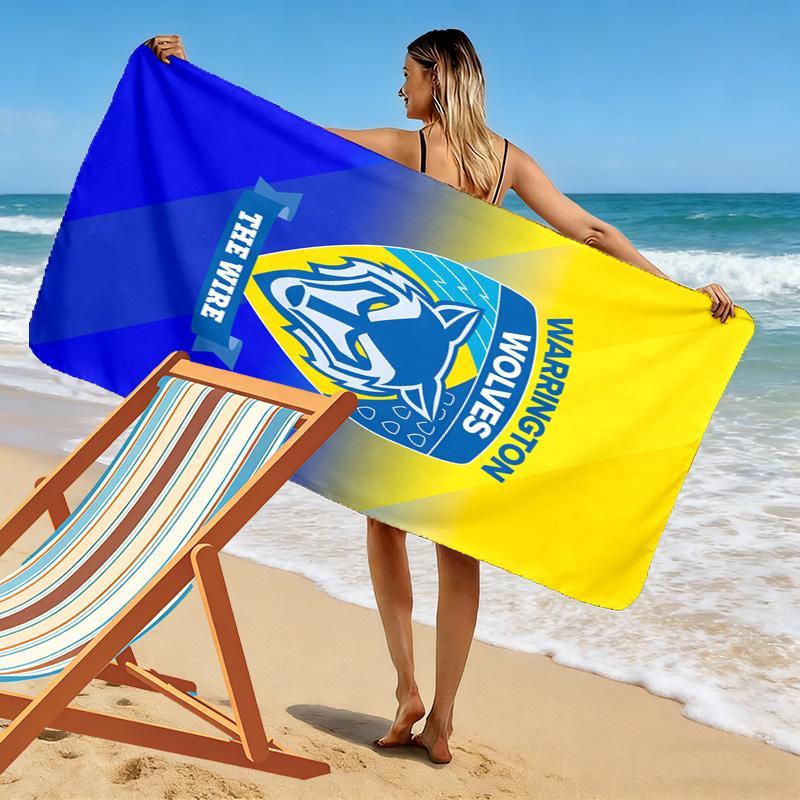Warrington Wolves Print Beach Towel, Large Soft Quick Dry Towel for Beach Camping Swimming