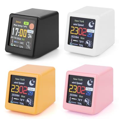 Mini Smart WIFI Weather Station Clock DIY GIF Animations Desktop Mini Clock Desktop Decoration