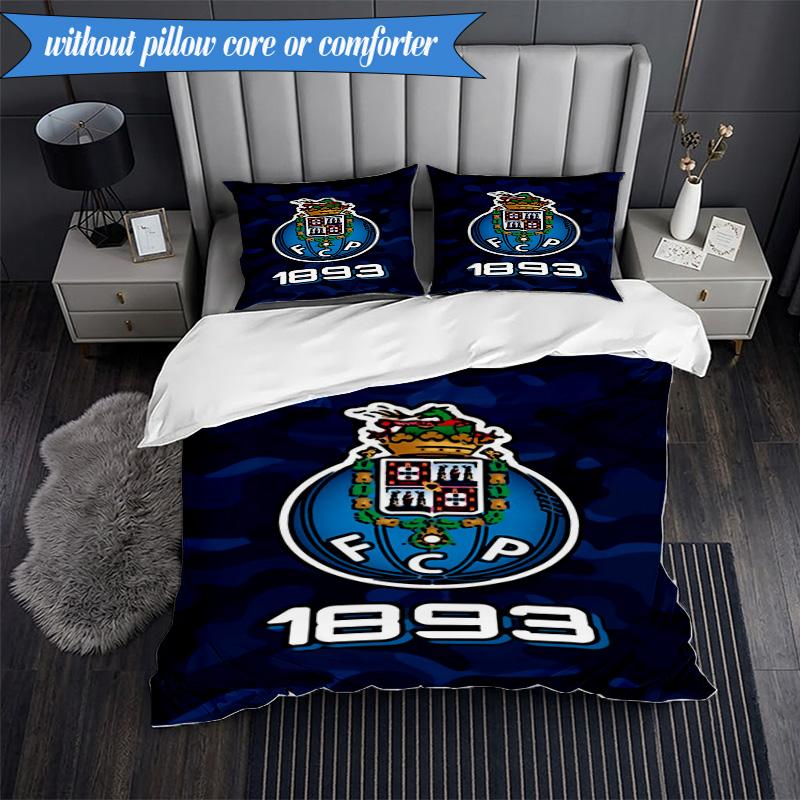 Set Biancheria da Letto Morbido Stampato Design FC Porto 3 Pezzi, Include 1 Federa Copripiumino e 2 Federe Federe Perfetto per Camera da Letto, Dormitorio, Regalo per Fan
