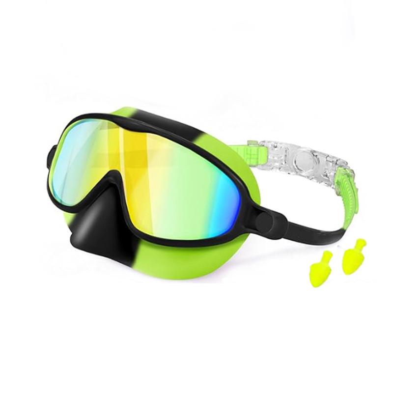 Children's Large Frame Swim Goggles with Nose Cover, Waterproof Anti-Fog, for Boys and Girls