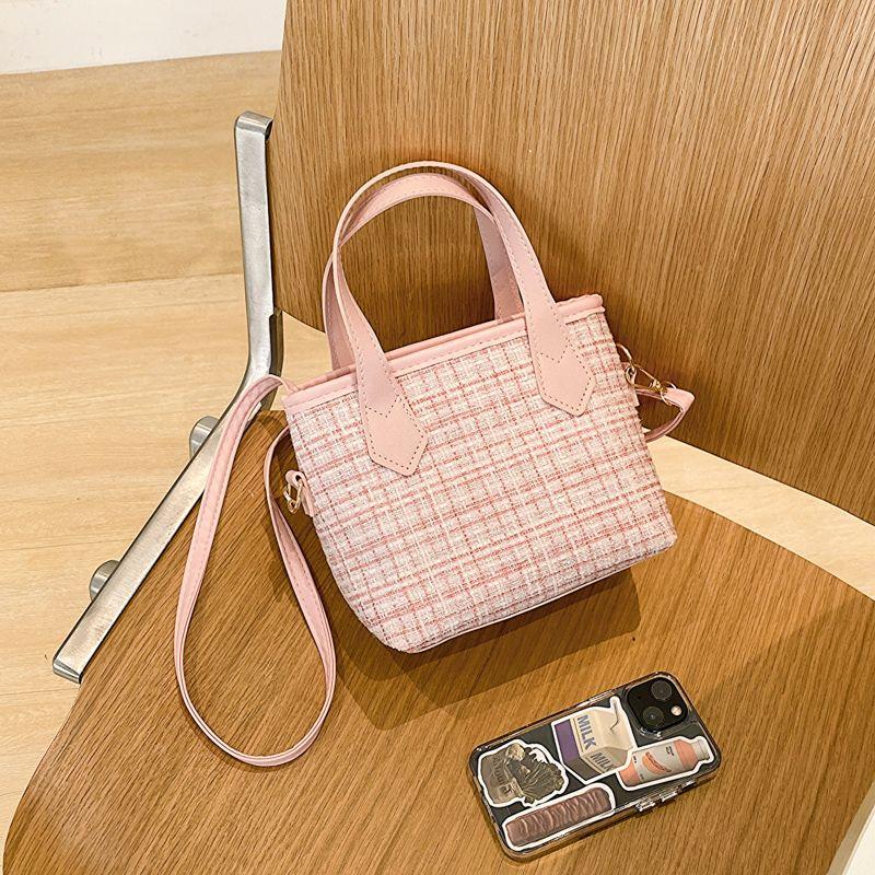 

Women s Super Popular Woolen Fashion Satchel Bucket Bag Pink